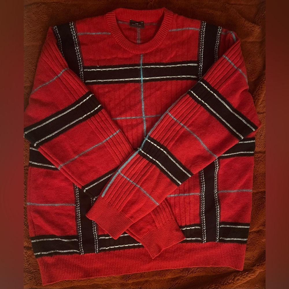 Paul Smith Red and Black Checkered Crewneck Sweater